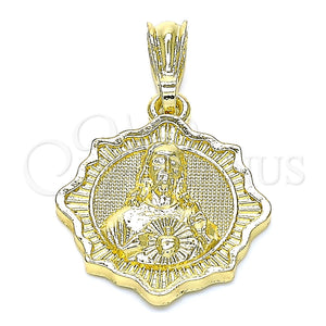 Dije Religioso 05.351.0177 Oro Laminado, Diseño de Sagrado Corazon de Jesus, Pulido, Tono Dorado