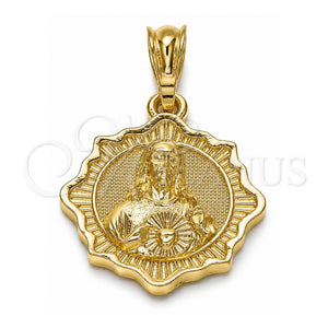 Dije Religioso 05.351.0177 Oro Laminado, Diseño de Sagrado Corazon de Jesus, Pulido, Tono Dorado