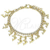 Pulsera de Dije 03.372.0007.08 Oro Laminado, Diseño de Delfín y Paperclip, con Blanca Cristal, Pulido, Tono Dorado (03 MM Thickness, 8 Inches Length)