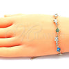 Pulsera Elegante 03.351.0128.08 Oro Laminado, Diseño de Elefante y Ojo Griego, Resinado Multicolor, Tono Dorado (07 MM Thickness, 8 Inches Length)