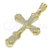 Dije Religioso 05.351.0181 Oro Laminado, Diseño de Crucifijo, Pulido, Tono Dorado