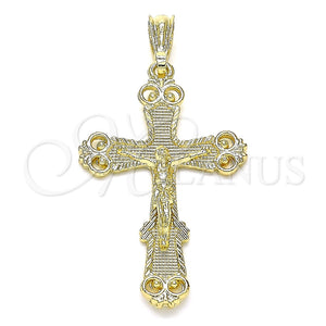Dije Religioso 05.351.0181 Oro Laminado, Diseño de Crucifijo, Pulido, Tono Dorado