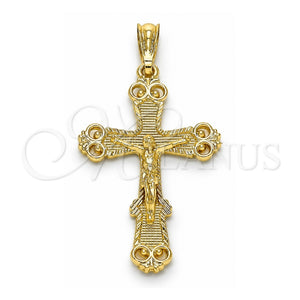 Dije Religioso 05.351.0181 Oro Laminado, Diseño de Crucifijo, Pulido, Tono Dorado