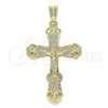 Dije Religioso 05.351.0181 Oro Laminado, Diseño de Crucifijo, Pulido, Tono Dorado