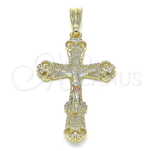 Dije Religioso 05.351.0181.1 Oro Laminado, Diseño de Crucifijo, Pulido, Tres Tonos
