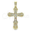 Dije Religioso 05.351.0181.1 Oro Laminado, Diseño de Crucifijo, Pulido, Tres Tonos