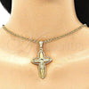 Dije Religioso 05.351.0182 Oro Laminado, Diseño de Crucifijo, Pulido, Tono Dorado