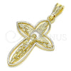 Dije Religioso 05.351.0182 Oro Laminado, Diseño de Crucifijo, Pulido, Tono Dorado
