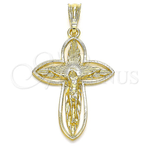 Dije Religioso 05.351.0182 Oro Laminado, Diseño de Crucifijo, Pulido, Tono Dorado