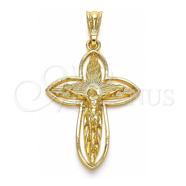 Dije Religioso 05.351.0182 Oro Laminado, Diseño de Crucifijo, Pulido, Tono Dorado