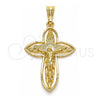 Dije Religioso 05.351.0182 Oro Laminado, Diseño de Crucifijo, Pulido, Tono Dorado