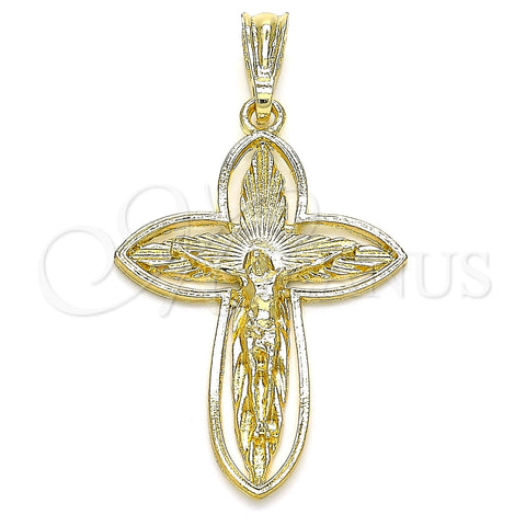 Dije Religioso 05.351.0182 Oro Laminado, Diseño de Crucifijo, Pulido, Tono Dorado