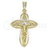 Dije Religioso 05.351.0182 Oro Laminado, Diseño de Crucifijo, Pulido, Tono Dorado