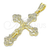 Dije Religioso 05.351.0183 Oro Laminado, Diseño de Crucifijo, Pulido, Tono Dorado