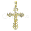 Dije Religioso 05.351.0183 Oro Laminado, Diseño de Crucifijo, Pulido, Tono Dorado