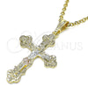 Dije Religioso 05.351.0183.1 Oro Laminado, Diseño de Crucifijo, Pulido, Tres Tonos