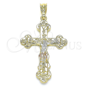 Dije Religioso 05.351.0183.1 Oro Laminado, Diseño de Crucifijo, Pulido, Tres Tonos