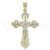 Dije Religioso 05.351.0183.1 Oro Laminado, Diseño de Crucifijo, Pulido, Tres Tonos