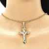 Dije Religioso 05.351.0184 Oro Laminado, Diseño de Crucifijo, Pulido, Tres Tonos