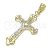 Dije Religioso 05.351.0184 Oro Laminado, Diseño de Crucifijo, Pulido, Tres Tonos