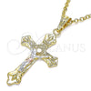 Dije Religioso 05.351.0184 Oro Laminado, Diseño de Crucifijo, Pulido, Tres Tonos