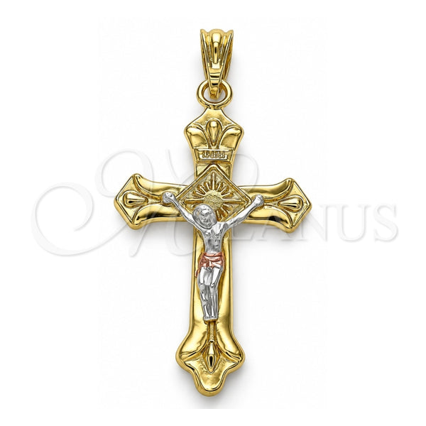 Dije Religioso 05.351.0184 Oro Laminado, Diseño de Crucifijo, Pulido, Tres Tonos
