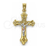 Dije Religioso 05.351.0184 Oro Laminado, Diseño de Crucifijo, Pulido, Tres Tonos