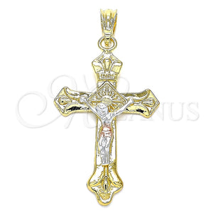 Dije Religioso 05.351.0184 Oro Laminado, Diseño de Crucifijo, Pulido, Tres Tonos