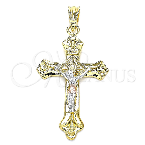 Dije Religioso 05.351.0184 Oro Laminado, Diseño de Crucifijo, Pulido, Tres Tonos