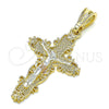 Dije Religioso 05.351.0161.1 Oro Laminado, Diseño de Crucifijo, Pulido, Tres Tonos