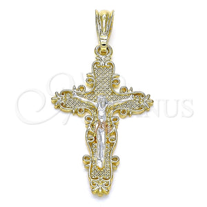 Dije Religioso 05.351.0161.1 Oro Laminado, Diseño de Crucifijo, Pulido, Tres Tonos