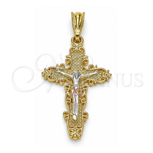 Dije Religioso 05.351.0161.1 Oro Laminado, Diseño de Crucifijo, Pulido, Tres Tonos