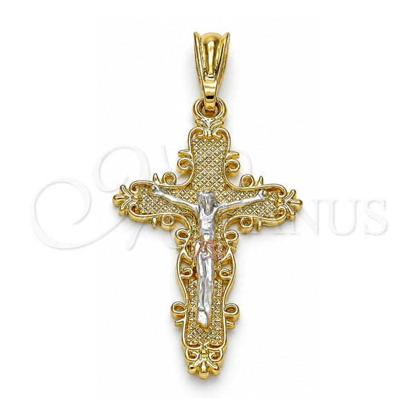 Dije Religioso 05.351.0161.1 Oro Laminado, Diseño de Crucifijo, Pulido, Tres Tonos