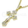 Dije Religioso 05.351.0026.1 Oro Laminado, Diseño de Crucifijo, con Cristal Blanca, Pulido, Tres Tonos