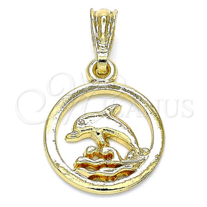Dije Elegante 05.351.0186 Oro Laminado, Diseño de Delfín, Pulido, Tono Dorado