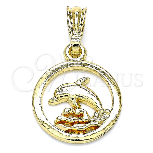Dije Elegante 05.351.0186 Oro Laminado, Diseño de Delfín, Pulido, Tono Dorado