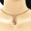 Dije Elegante 05.351.0187 Oro Laminado, Diseño de Mariposa, con Granate Cristal, Pulido, Tono Dorado