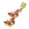 Dije Elegante 05.351.0187 Oro Laminado, Diseño de Mariposa, con Granate Cristal, Pulido, Tono Dorado