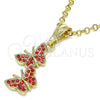 Dije Elegante 05.351.0187 Oro Laminado, Diseño de Mariposa, con Granate Cristal, Pulido, Tono Dorado