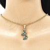 Dije Elegante 05.351.0187.2 Oro Laminado, Diseño de Mariposa, con Blue Zircon Cristal, Pulido, Tono Dorado