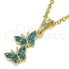 Dije Elegante 05.351.0187.2 Oro Laminado, Diseño de Mariposa, con Blue Zircon Cristal, Pulido, Tono Dorado
