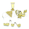 Dije Elegante 05.253.0119 Oro Laminado, Diseño de Elefante, Esmaltado Blanco, Tono Dorado