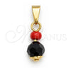 Dije Religioso 05.32.0080 Oro Laminado, con Negro and Granate Azavache, Pulido, Tono Dorado