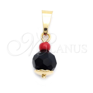 Dije Religioso 05.32.0080.1 Oro Laminado, con Negro and Granate Azavache, Pulido, Tono Dorado
