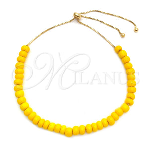 Pulsera Bolo Ajustable 03.32.0558 Oro Laminado, Diseño de Bola y Box, con Amarillo Perla, Pulido, Tono Dorado (06 MM Thickness, 10 Inches Length)