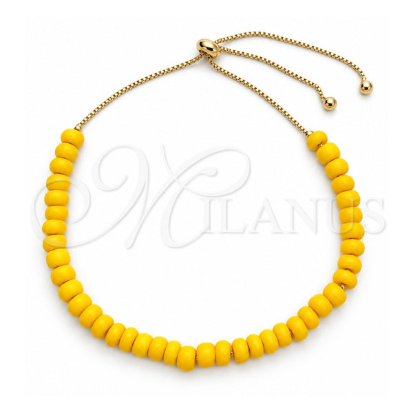 Pulsera Bolo Ajustable 03.32.0558 Oro Laminado, Diseño de Bola y Box, con Amarillo Perla, Pulido, Tono Dorado (06 MM Thickness, 10 Inches Length)