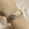 Aro Semanario 07.253.0006.05 Oro Laminado, Diseño de San Judas, con Blanca Cristal, Diamantado, Tres Tonos (02 MM Thickness, Size 5 (2.50 Diameter))