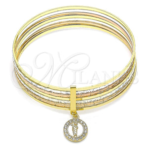 Aro Semanario 07.253.0006.05 Oro Laminado, Diseño de San Judas, con Blanca Cristal, Diamantado, Tres Tonos (02 MM Thickness, Size 5 (2.50 Diameter))