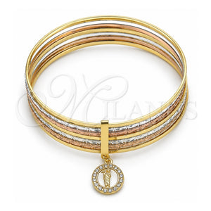 Aro Semanario 07.253.0006.05 Oro Laminado, Diseño de San Judas, con Cristal Blanca, Diamantado, Tres Tonos (Grosor 02 MM, Talla 5 (2,50 de Diámetro))