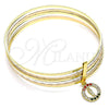 Aro Semanario 07.253.0006.1.05 Oro Laminado, Diseño de San Judas, con Multicolor Cristal, Diamantado, Tres Tonos (02 MM Thickness, Size 5 (2.50 Diameter))